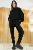 Stretch Velour Tapered Pant Black -